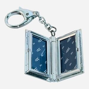 Mirrored Book Shape Two Photo Locket Keychain